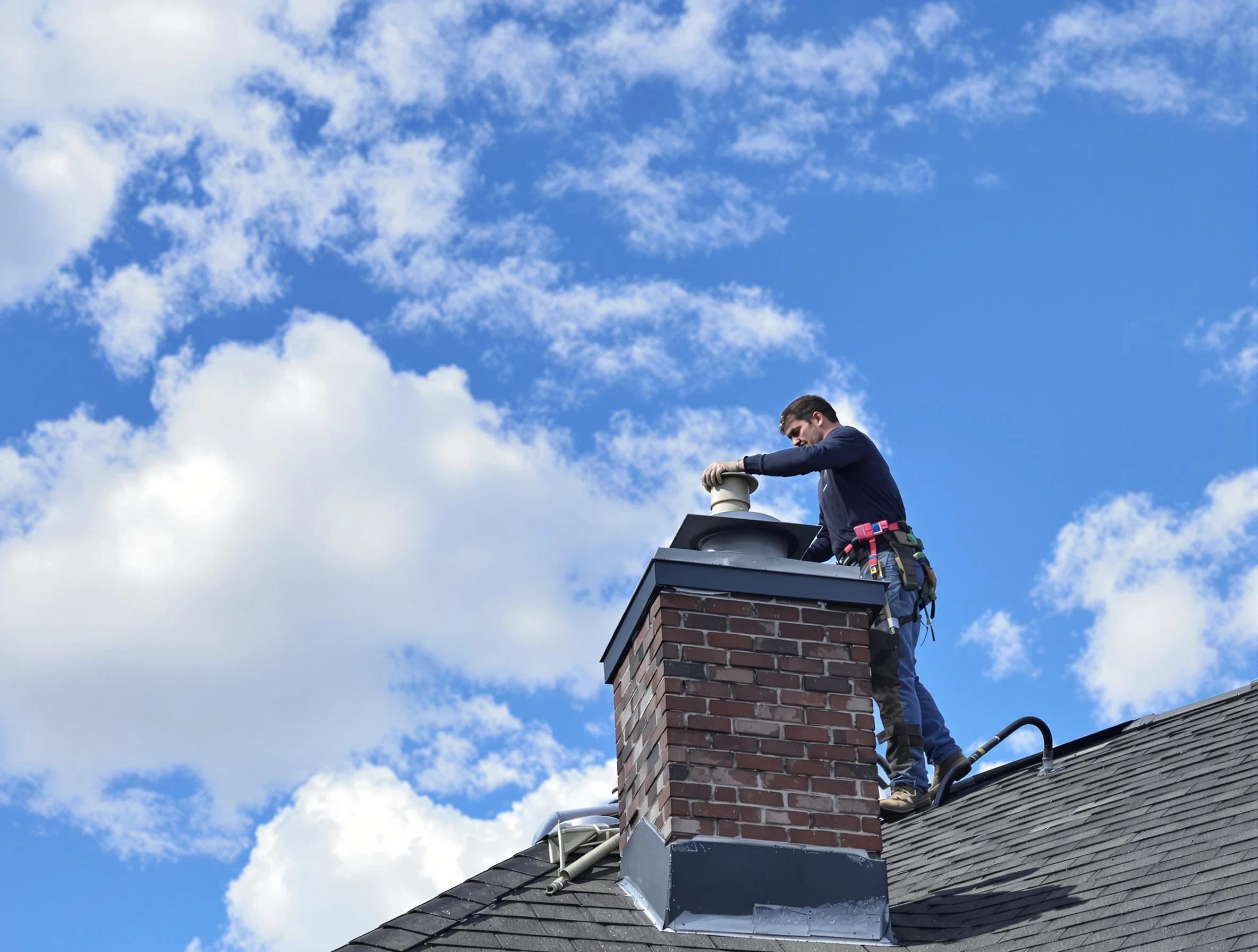 Waltham Chimney Sweep installing a sturdy chimney cap in Waltham, MA