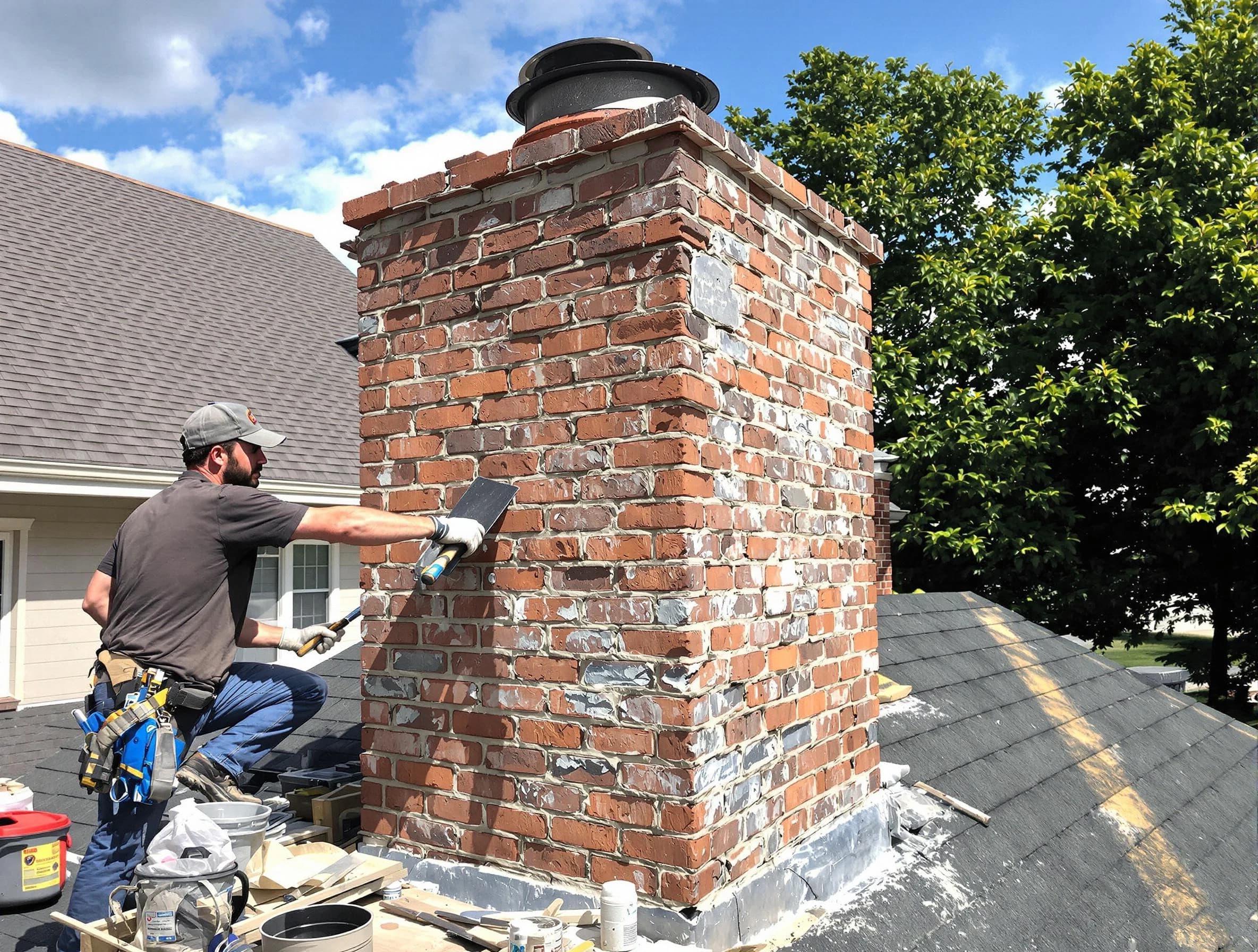 Completed chimney rebuild by Waltham Chimney Sweep in Waltham, MA