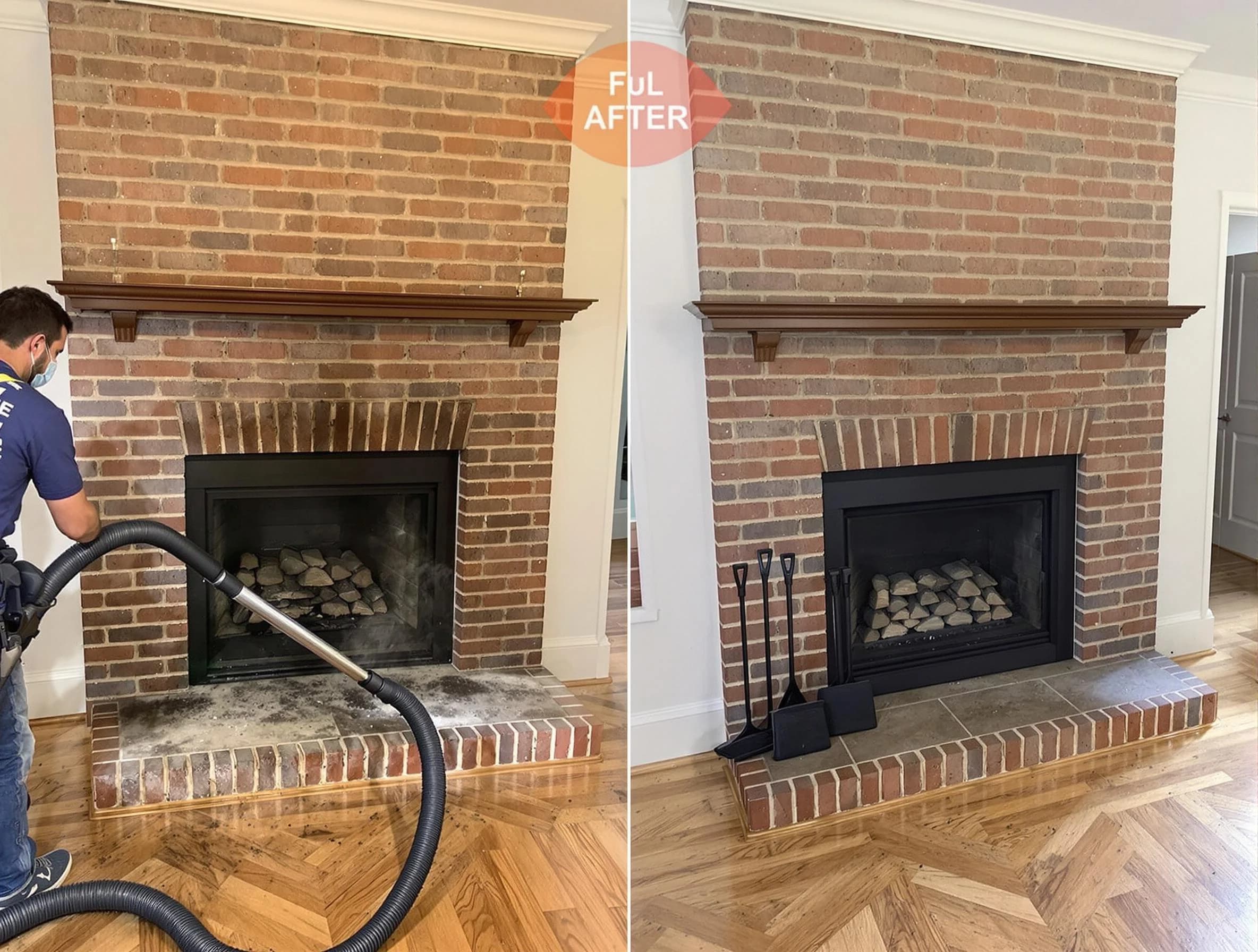 Waltham Chimney Sweep carefully sanitizing a fireplace in Waltham, MA