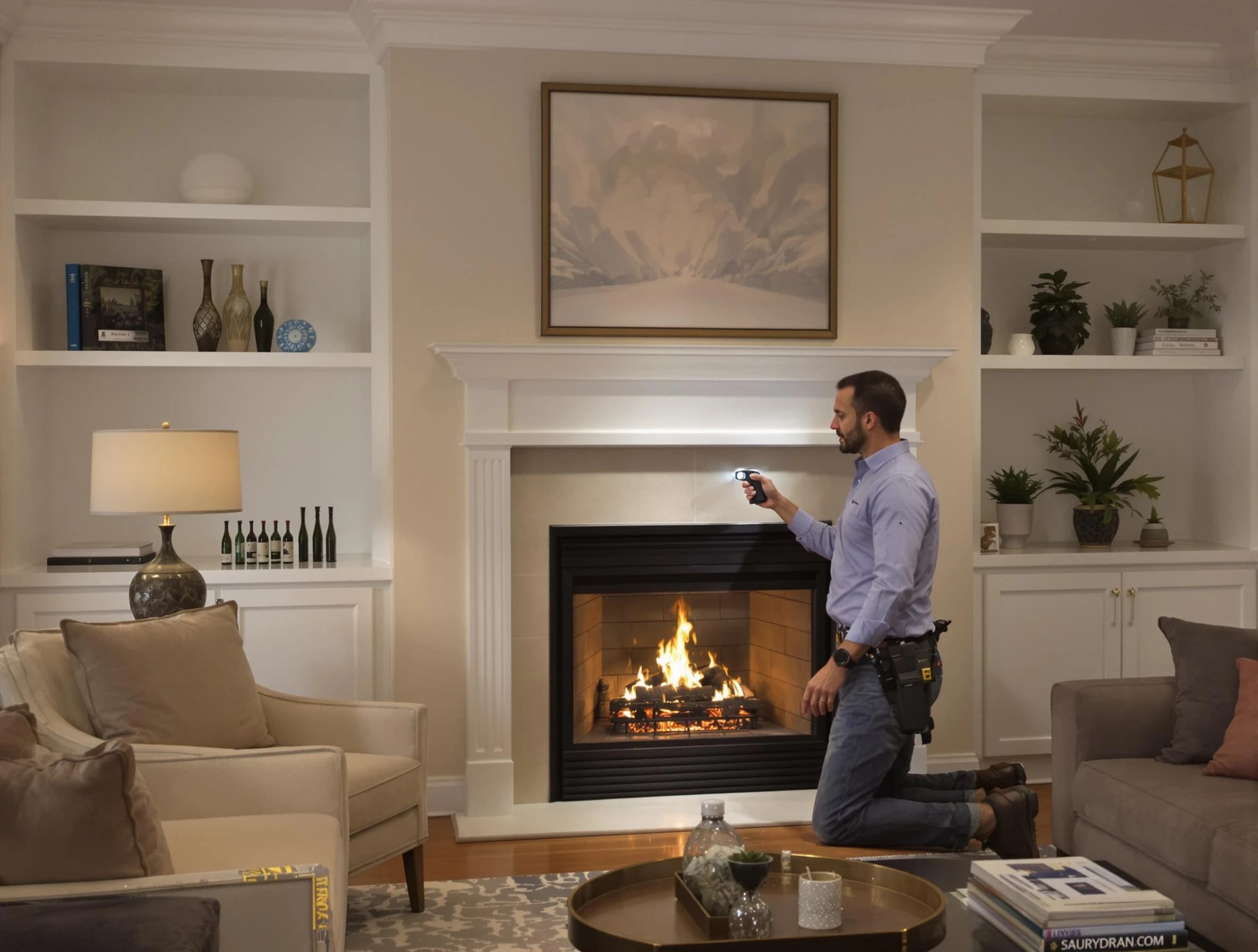 Waltham Chimney Sweep conducting a fireplace safety inspection in Waltham, MA