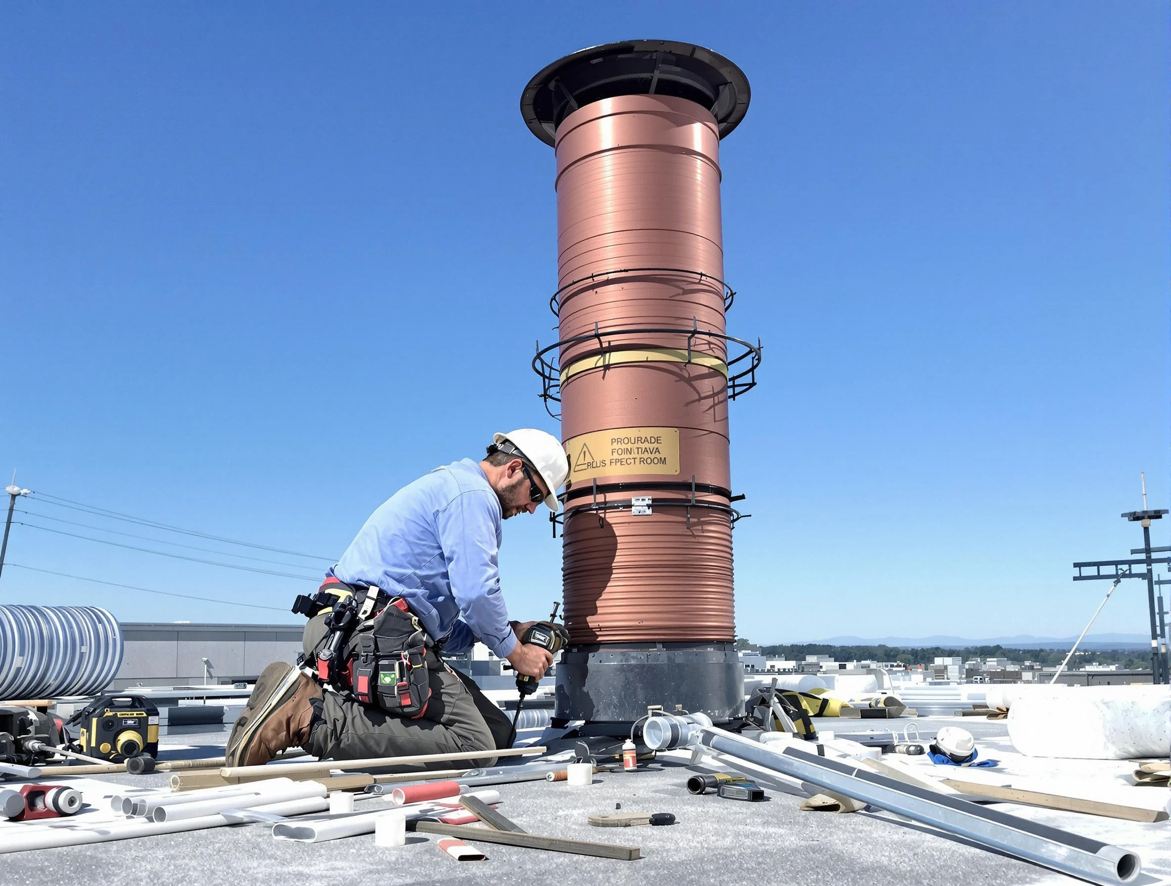 Installed chimney liner by Waltham Chimney Sweep in Waltham, MA
