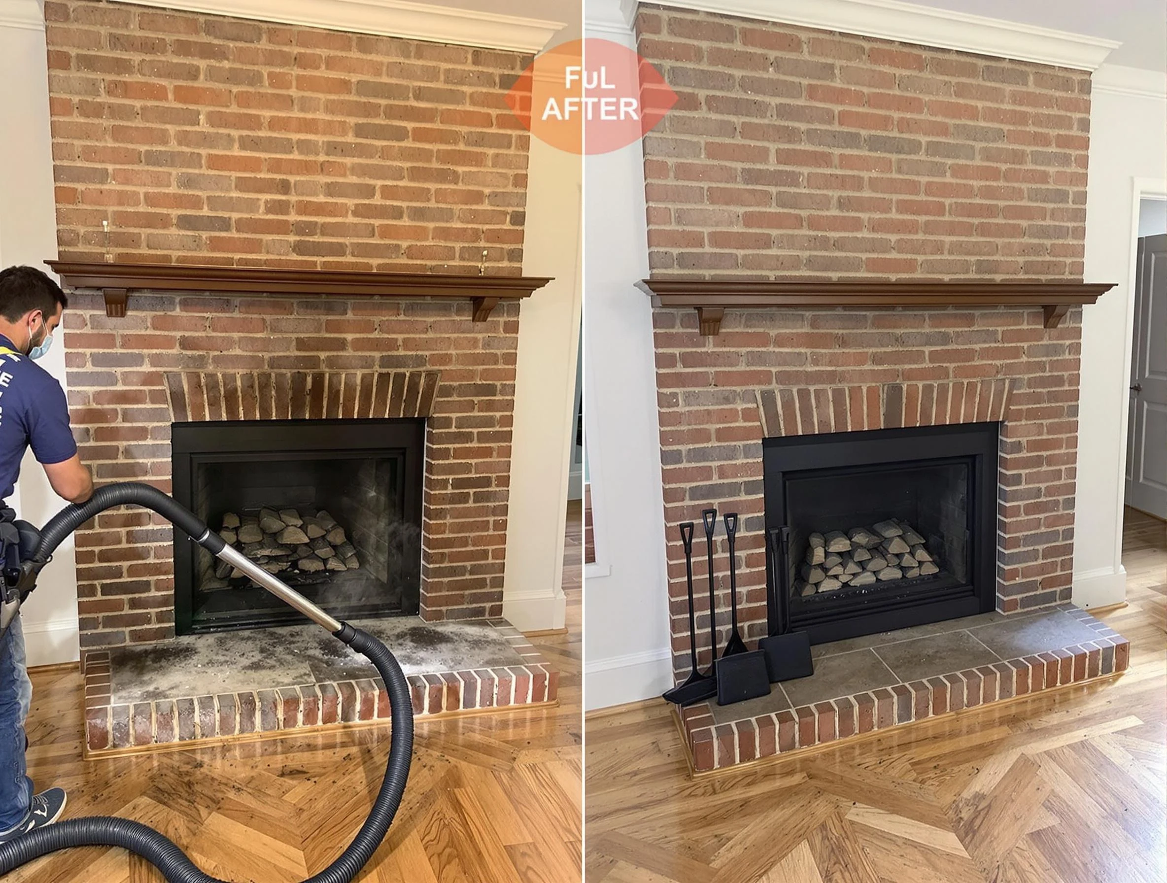 Waltham Chimney Sweep carefully sanitizing a fireplace in Waltham, MA