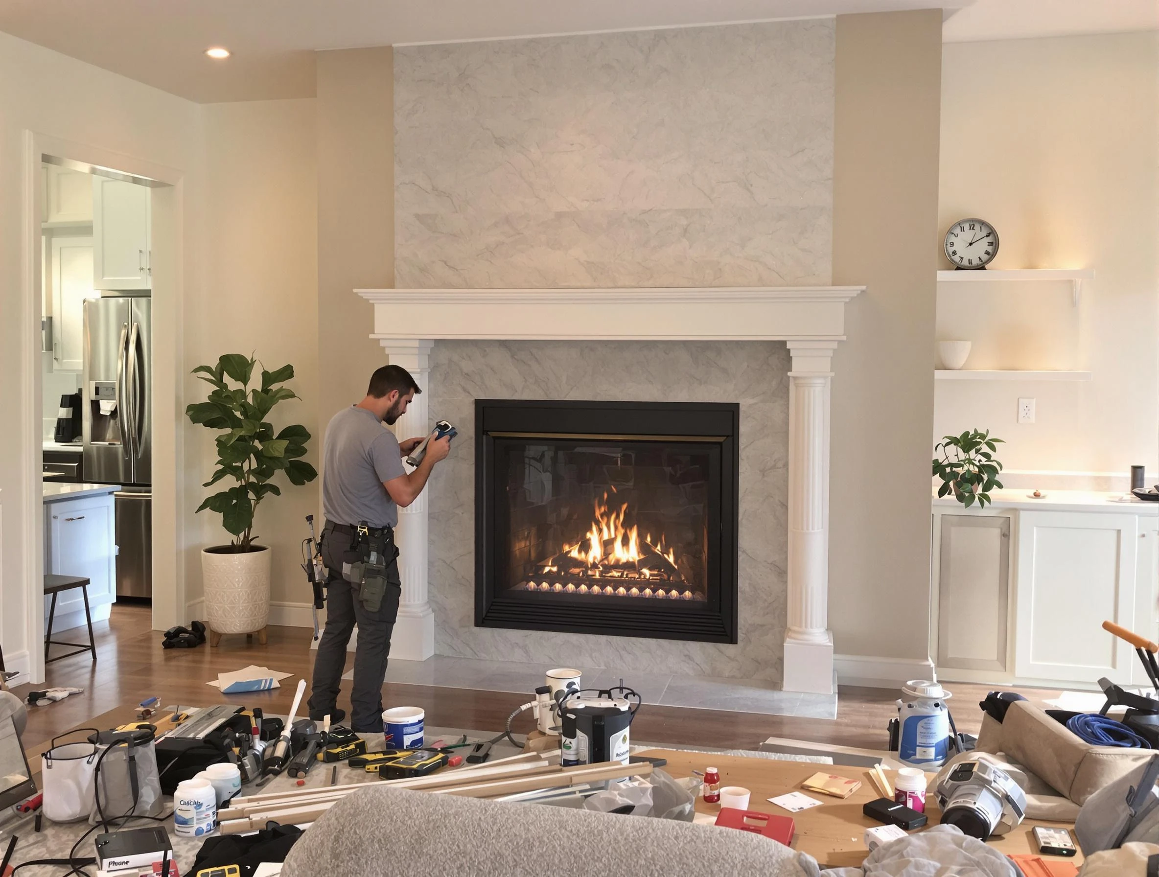 Newly installed fireplace by Waltham Chimney Sweep in Waltham, MA
